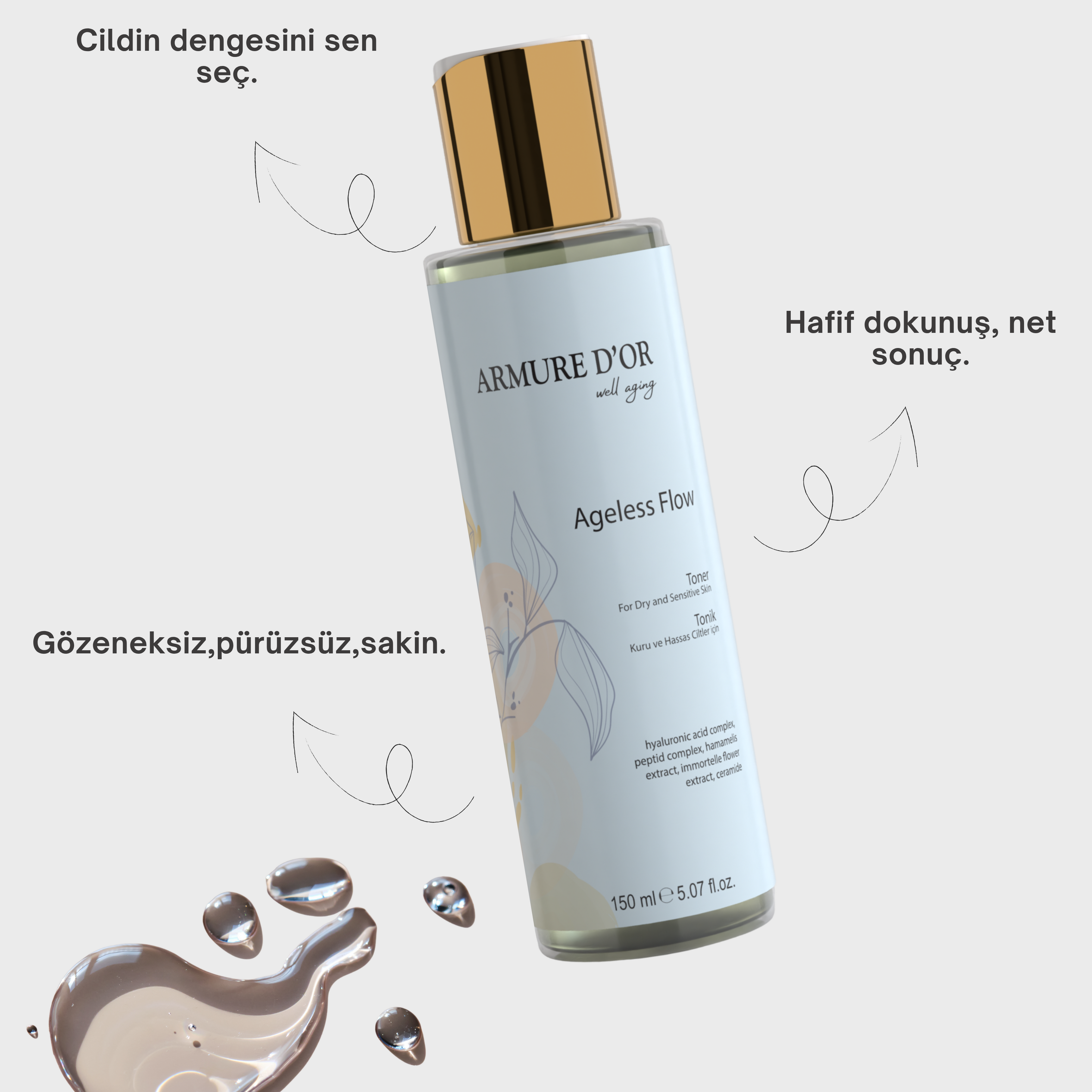 ARMURE D'OR Ageless Flow - Kuru Ve Hassas Ciltler İçin Tonik