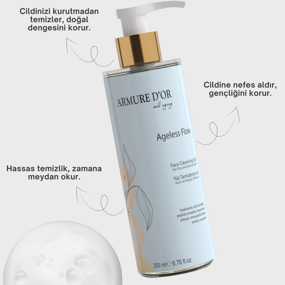 ARMURE D'OR Ageless Flow - Kuru Ve Hassas Ciltler İçin Yüz Temizleme Jeli
